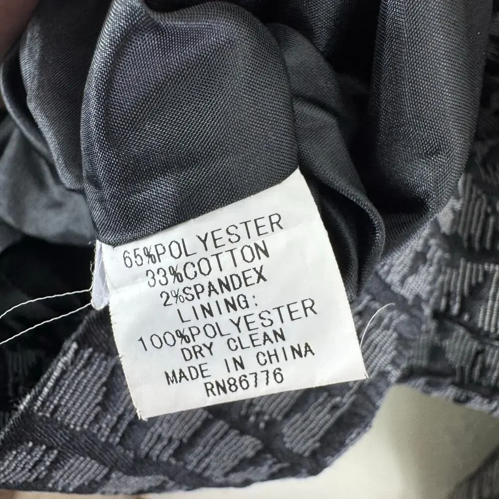 DUE PER DUE Black Gray Full Zip Lined Mock Neck‎ Tapestry Jacket Women's Size L